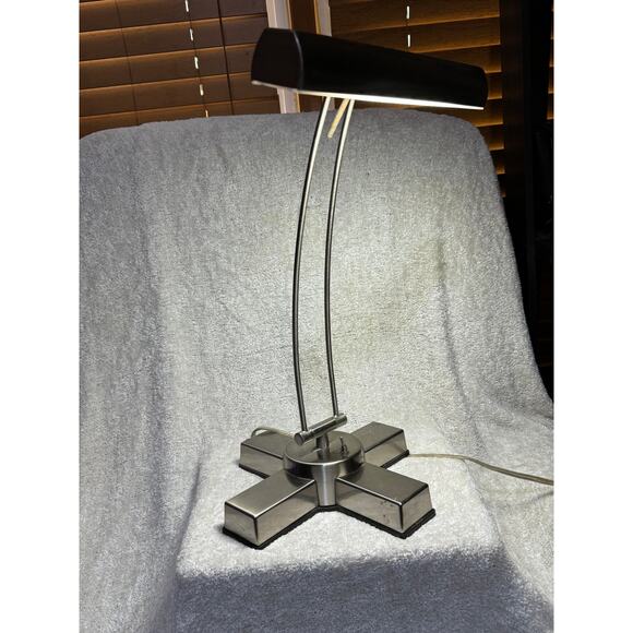 Portable Luminaire Desk Lamp Plug In Adjustable Brushed Steel Finish - Picture 4 of 5